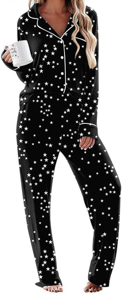 Ekouaer Women's Pajama Sets Long Sleeve Sleepwear Comfy Button Down Nightwear Long Pants Pjs Loun... | Amazon (US)