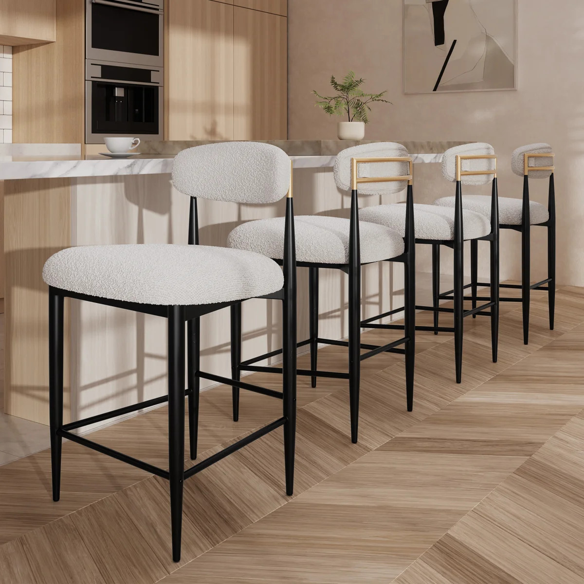 This 4-piece set of metal frame bar stools brings a perfect blend of modern simplicity and ultima... | Wayfair North America