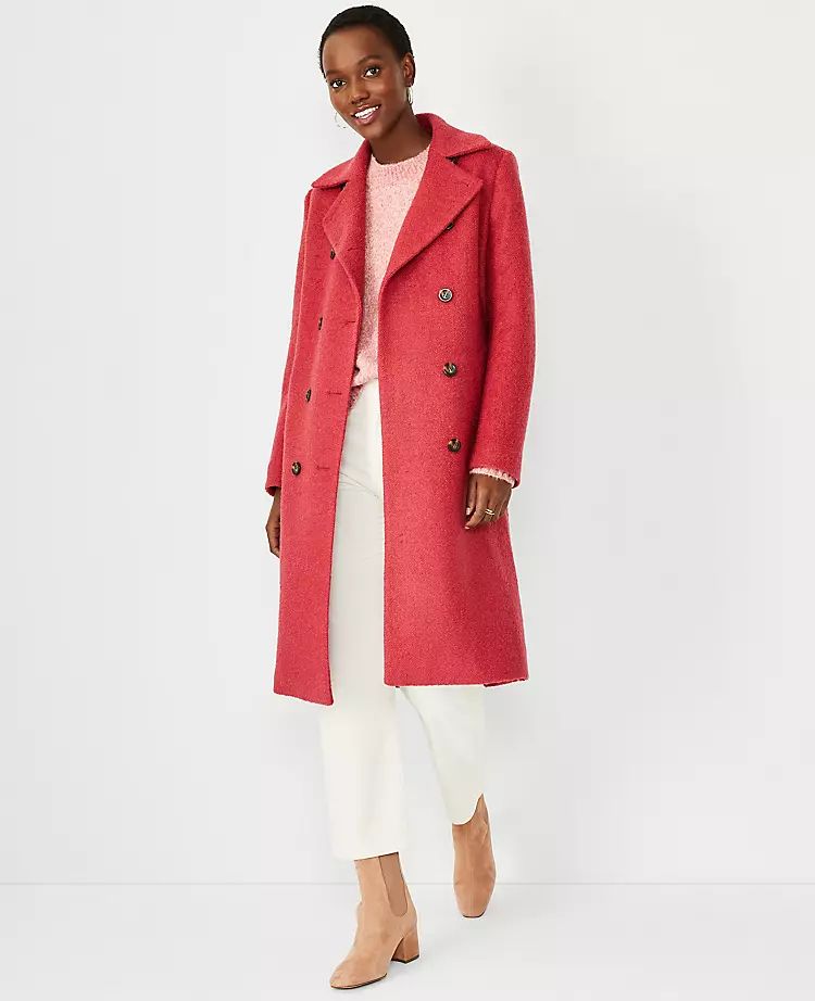 Textured Wool Blend Double Breasted Coat | Ann Taylor (US)