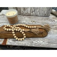 Birch Bead & Brass Beaded Garland, Farmhouse Blessing Beads, Boho Decor, Coastal Rustic Decor | Etsy (US)