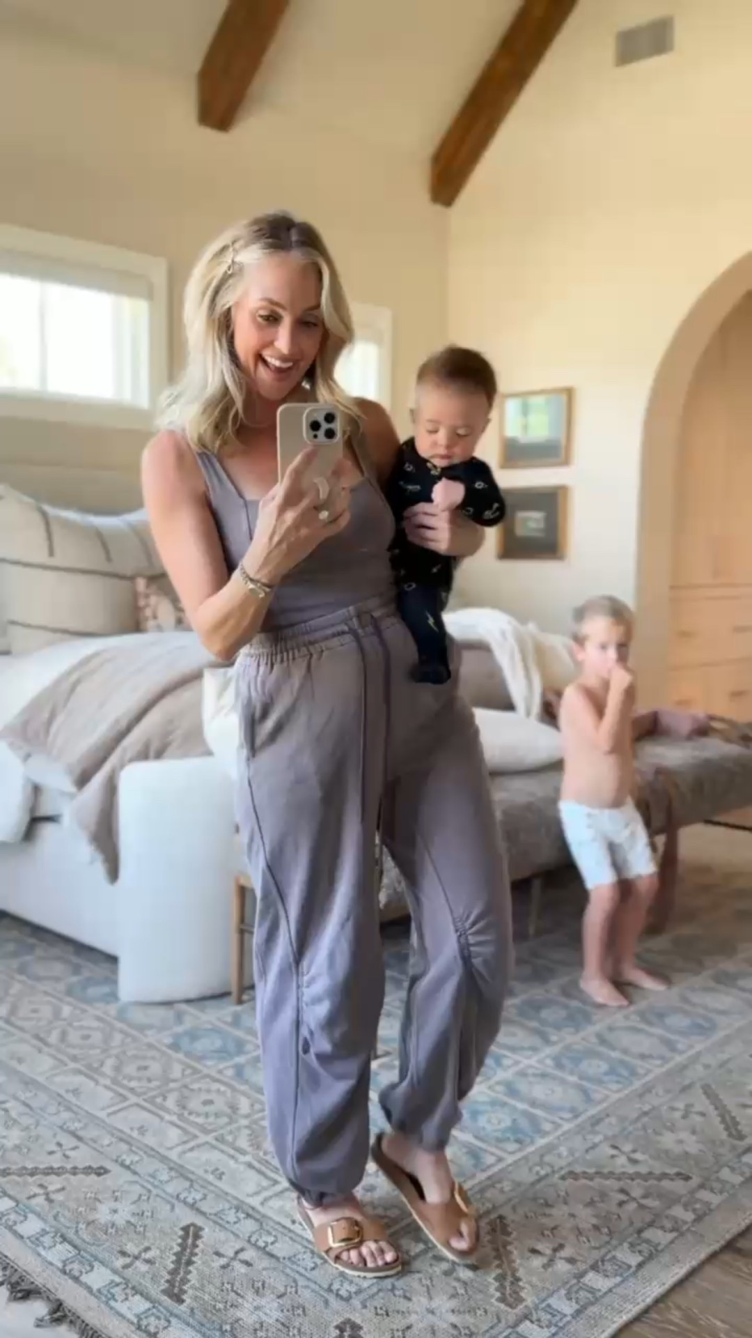 Wearing the most comfortable Free
People jumpsuit today - wearing a size small and it's perfect for busy moms 👏 Paired my Birkenstocks with this look and had to share Cal's adorable Harry Potter
Kyte Baby onesie ⚡️

#LTKFamily #LTKBaby #LTKStyleTip