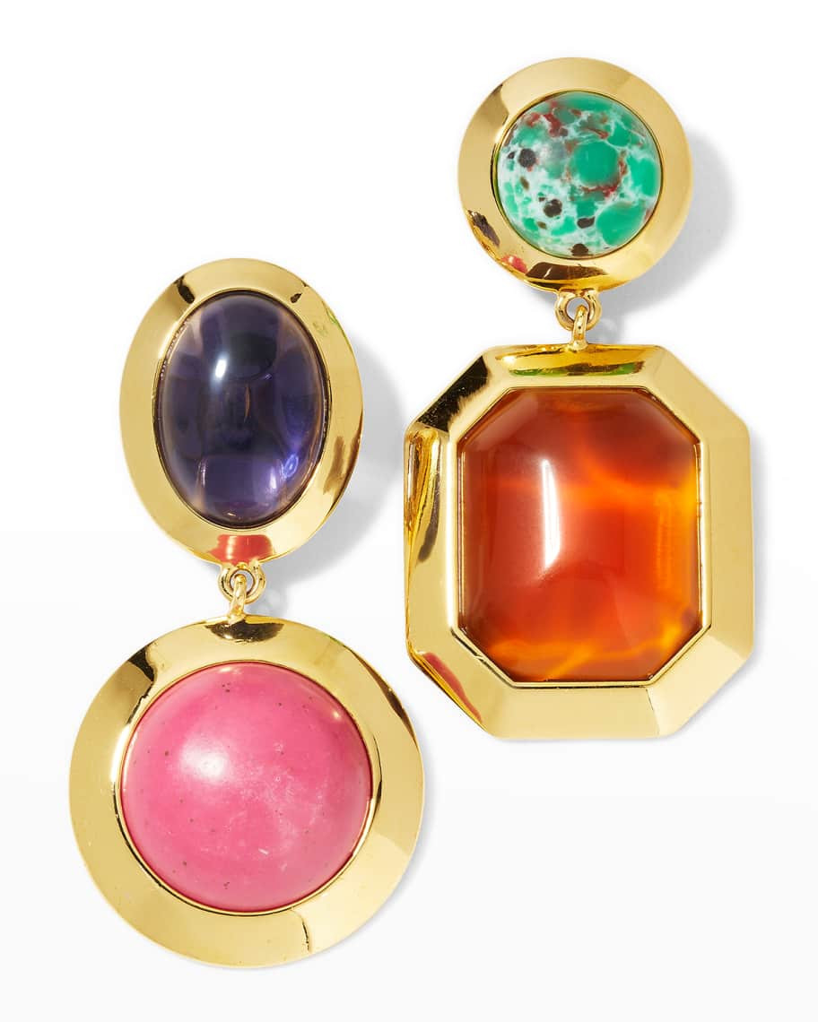 Lele Sadoughi Asymmetrical Jewel Drop Earrings | Neiman Marcus