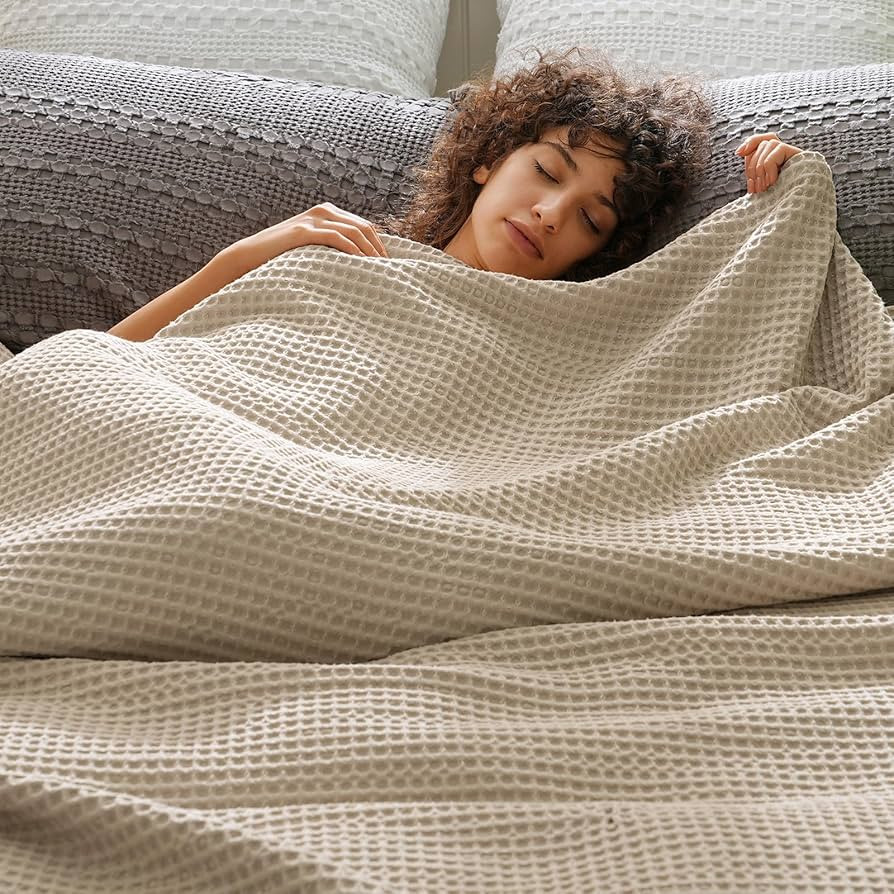 PHF Ultra Soft Waffle Weave Blanket King Size 104"x 90"- Washed Lightweight Breathable Cozy Woven... | Amazon (US)