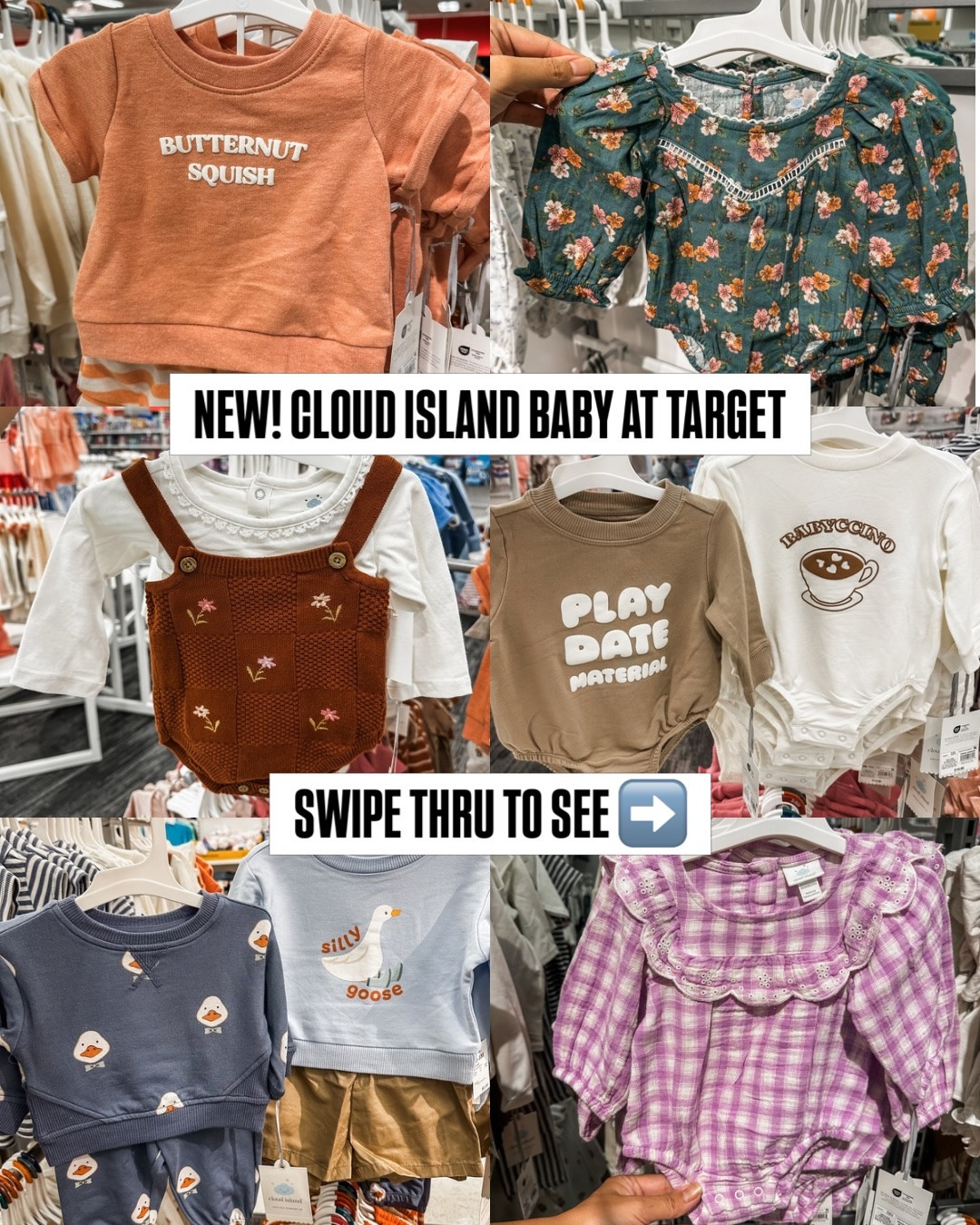 NEW! From Cloud Island baby at Target ☁️🎯 I can’t get over all the cuteness from this drop 🥹 Linking them for you guys! Comment “CLOUD” and I’ll send you a link 🔗

#target #targetrun #targetmom #targetbaby #fallbaby
baby aisle, target finds, fall style, fall season, autumn, mom, new at target, onsies, fall weather, plaid, florals, gingham