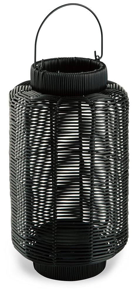 Signature Design by Ashley Evonne 14" Indoor/Outdoor Casual Round Faux Rattan Lantern for One 3... | Amazon (US)