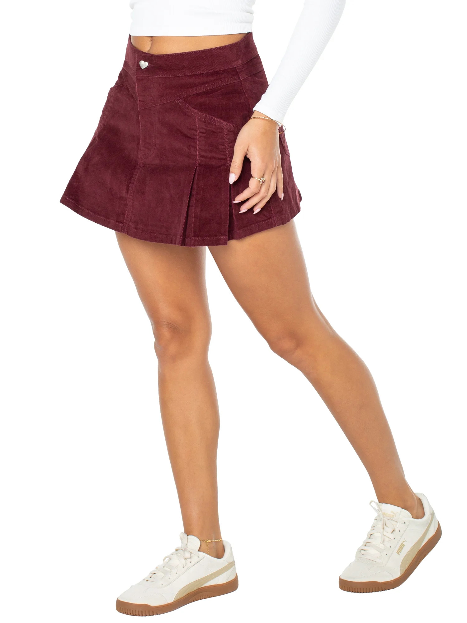 Celebrity Pink Women's Western Pleated Corduroy Mini Skirt, Sizes XS-XXXL | Walmart (US)