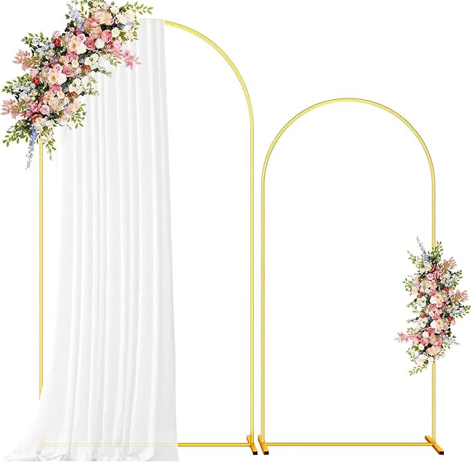 Metal Arch Backdrop Stand, 7.2FT+6FT Wedding Arch Backdrop Stand, Set of 2 Gold Metal Arch Backdr... | Amazon (US)
