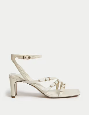 Leather Buckle Strappy Block Heel Sandals | M&S Collection | M&S | Marks & Spencer IE