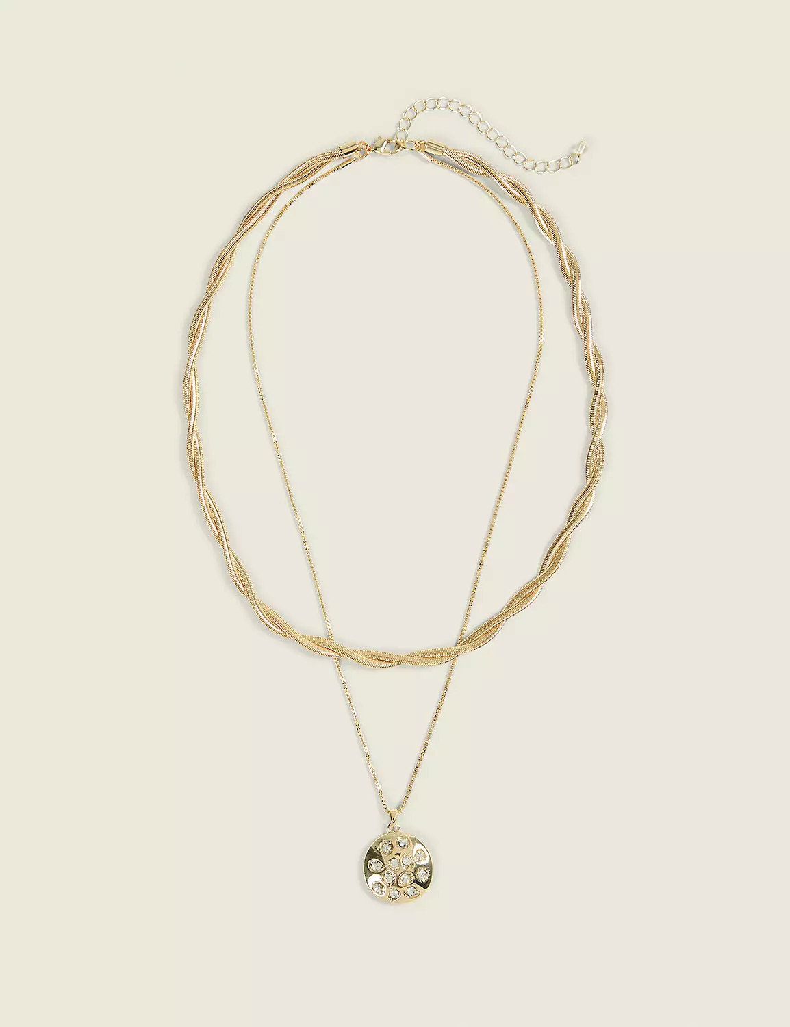 Goldtone Pave & Twist Multi-Row Necklace | Lane Bryant (US)