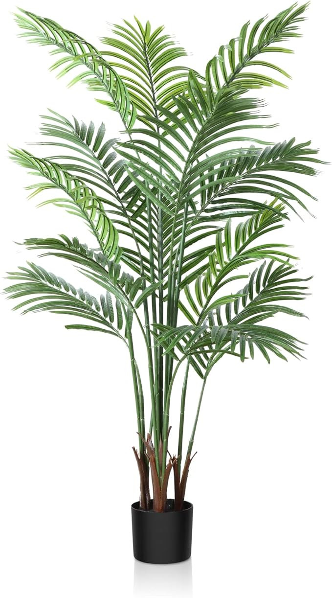 Artificial Areca Palm Plant 5Ft Fake Tropical Palm Tree, Perfect Faux Dypsis Lutescens Plants in ... | Amazon (US)