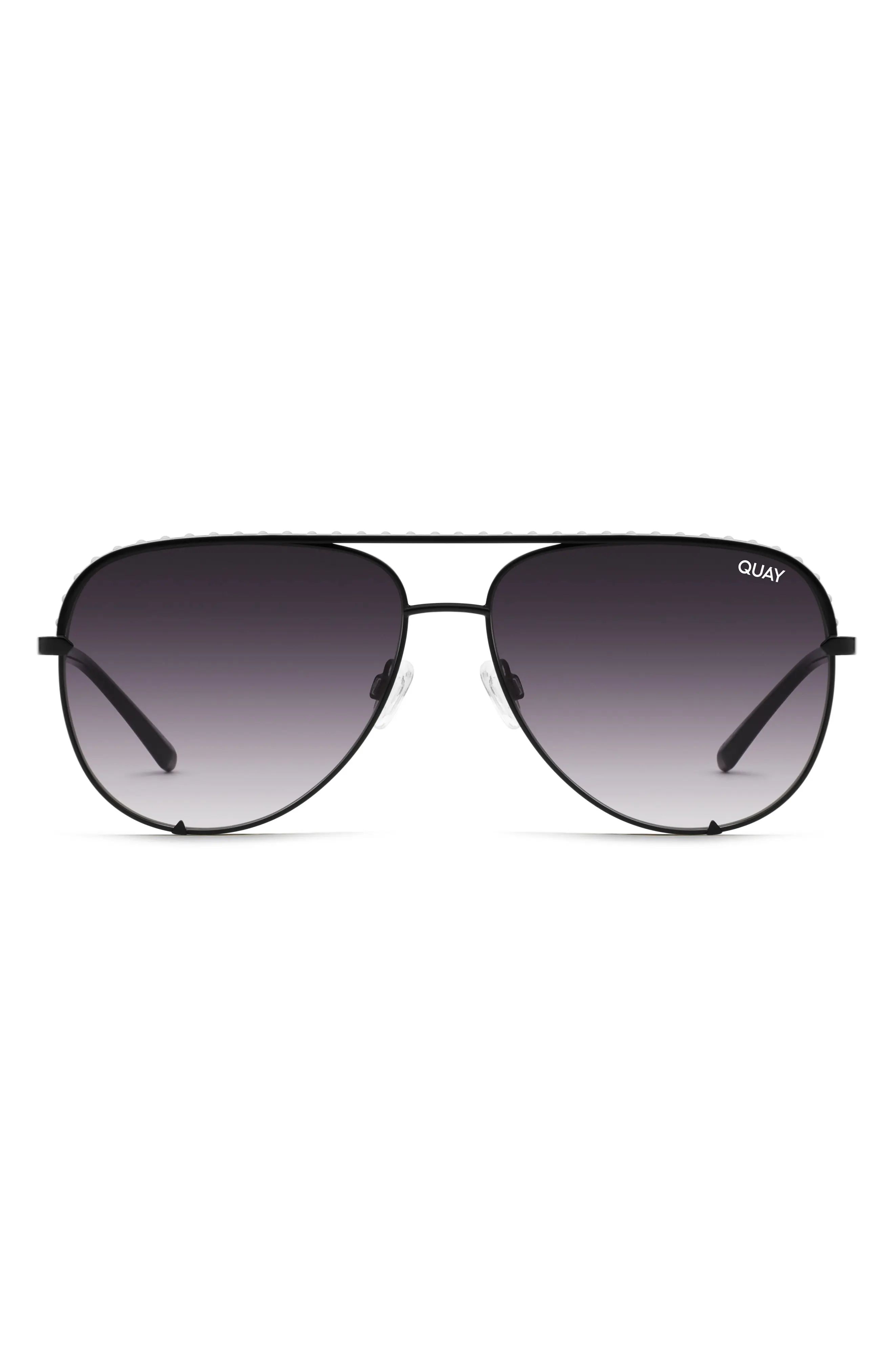 Quay Australia Rivet 56mm Aviator Sunglasses - Black/ Smoke | Nordstrom
