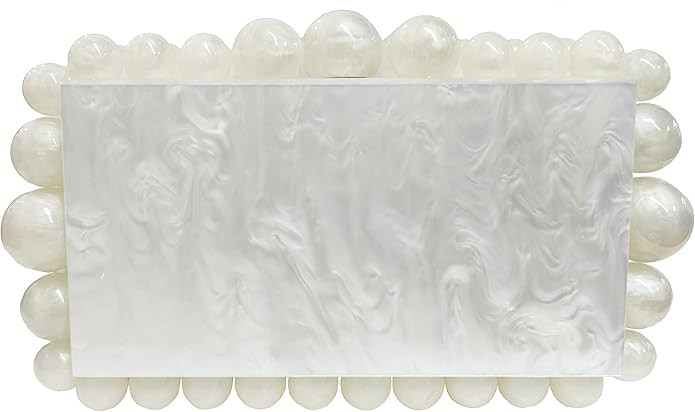 URAWOW Acrylic Evening Handbag Beads Bag for Women Graceful Shoulder Bag Satchel Marble Clutch Pu... | Amazon (US)