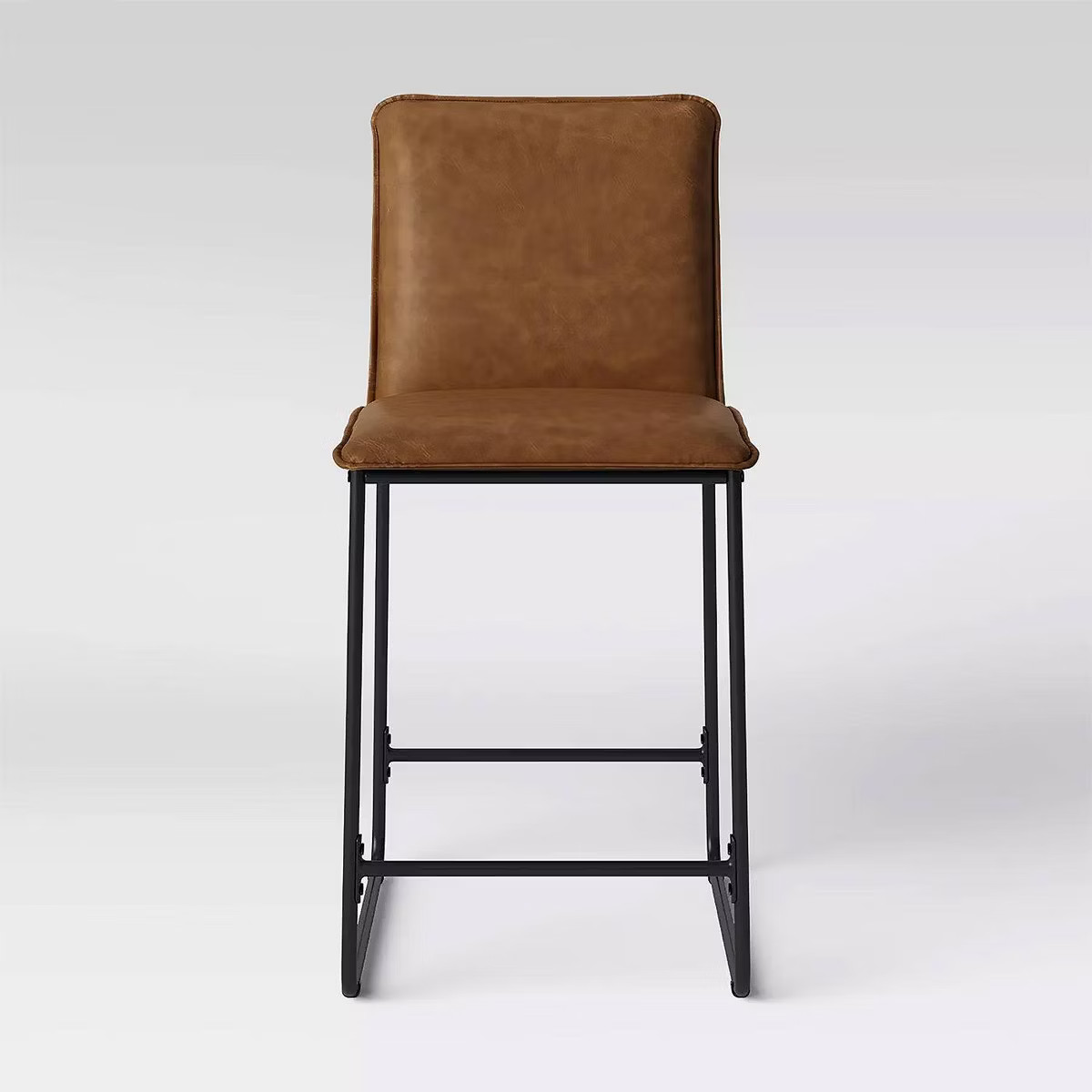 Upholstered Counter Height Barstool with Metal Frame Camel Faux Leather - Room Essentials™: Sle... | Target