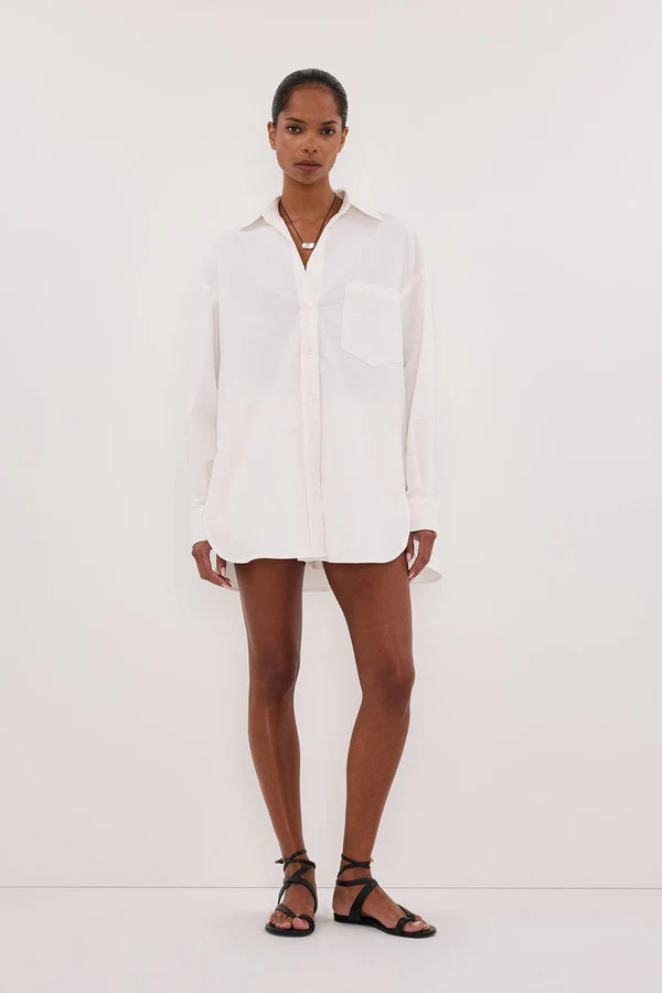 RHEA 2.0 WHITE OVERSIZED COTTON SHIRT | DISSH