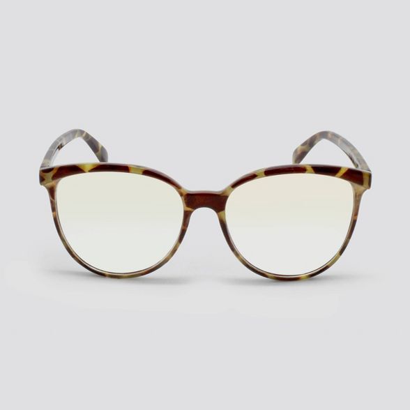 Women's Blue Light Filtering Cateye Round Plastic Sunglasses - Wild Fable™ Brown | Target