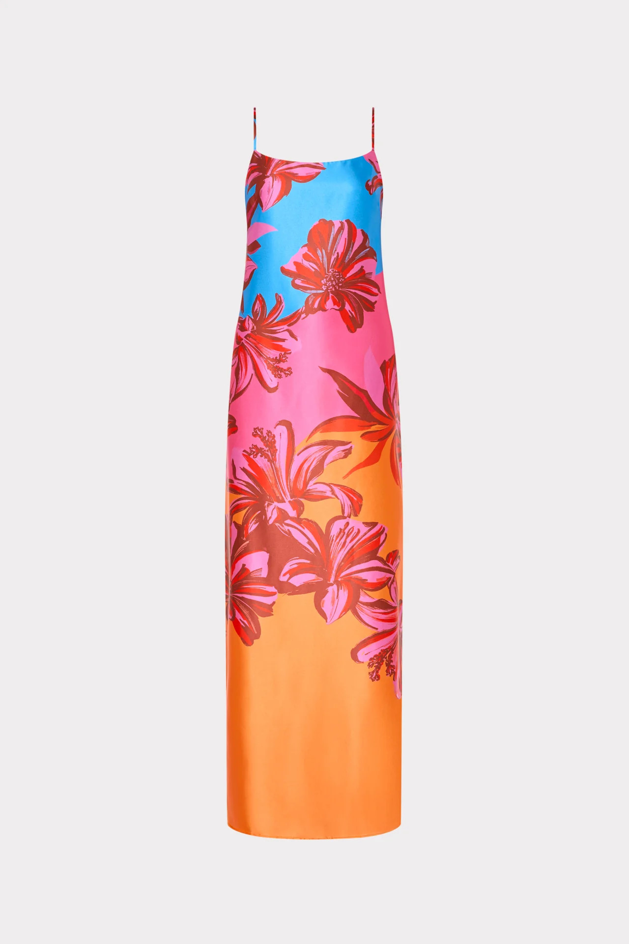 Lily Sunset Flower Printed Satin Maxi Dress | MILLY