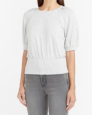Short Puff Sleeve Fleece Sweatshirt | Express