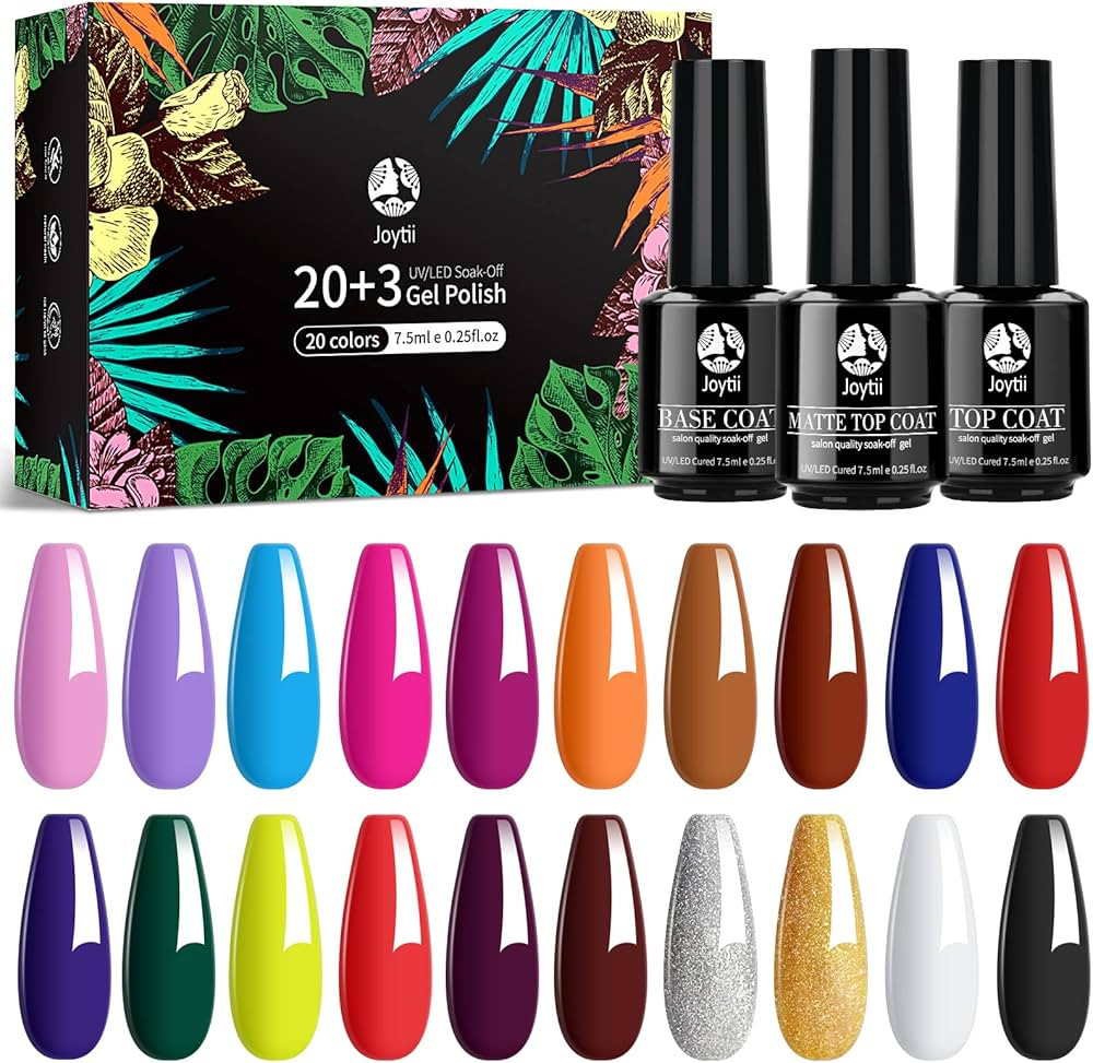 Joytii Gel Nail Polish - 23 Pcs Nail Polish Set with No Wipe Glossy/Matte Top and Base Coat Best UV  | Amazon (US)