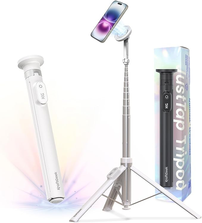 KraftGeek Magnetic Phone Tripod for iPhone MagSafe – 66'' Automatic Selfie Stick with Remote, P... | Amazon (US)