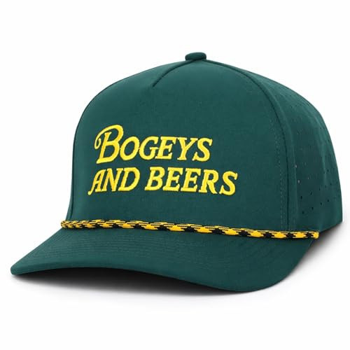 Bogeys and Beers Funny Golf Hat – Golf Hats for Men, Performance Breathable Rope Snapback Cap, Golf Gifts for Men, Green | Amazon (US)