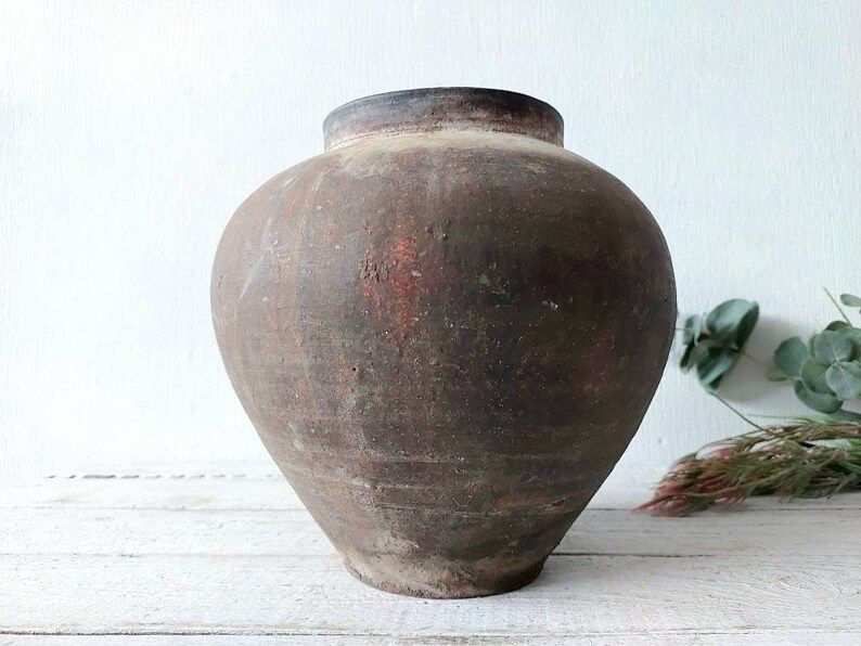 old clay pot. Wabi sabi Rare pottery.  Farm house Rustic Decor | Etsy (US)