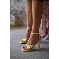 Strappy Yellow Leather Heels With Ankle Strap, Open Toe High Heel Sandals, Summer Dress Shoes For Women, Square Heels, Pink Heeled Sandals | Etsy (US)