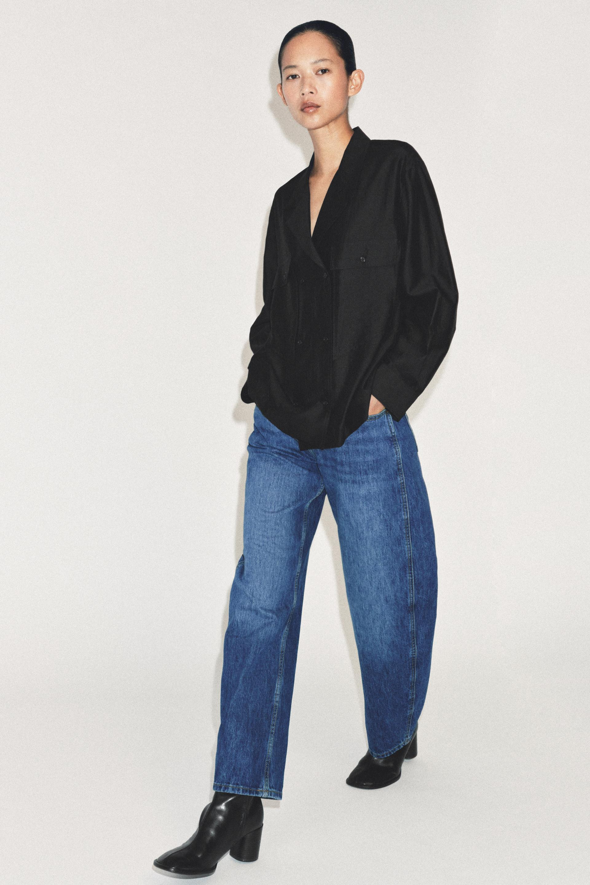 Zara - Zw Collection Pocket Crossover Shirt - Striped - L - Woman | Zara US