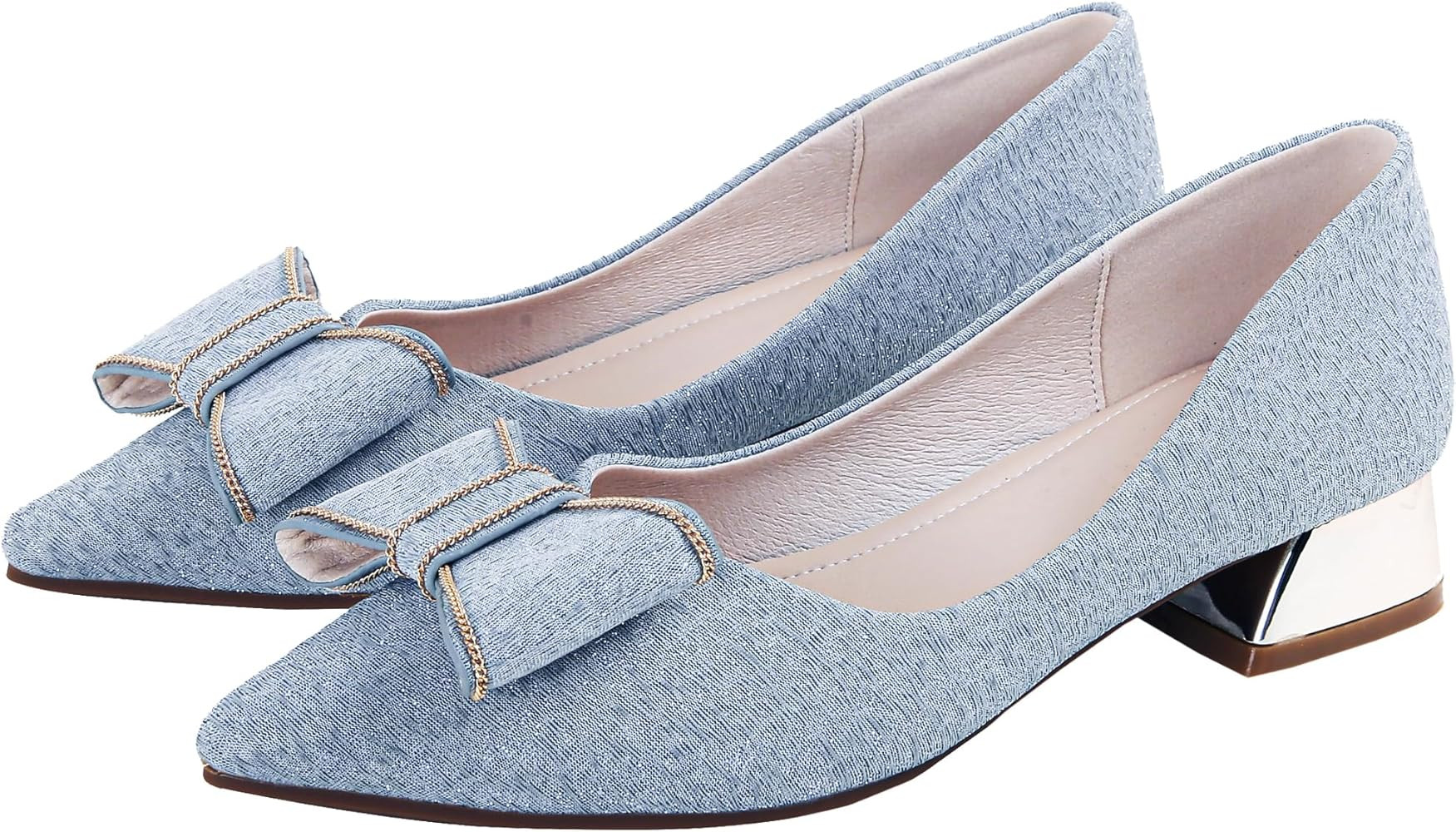 Women's Low Block Chunky Heels Dress Shoes Pointed Toe Closed Toe Work Pumps Slip on Comfort Dres... | Amazon (US)