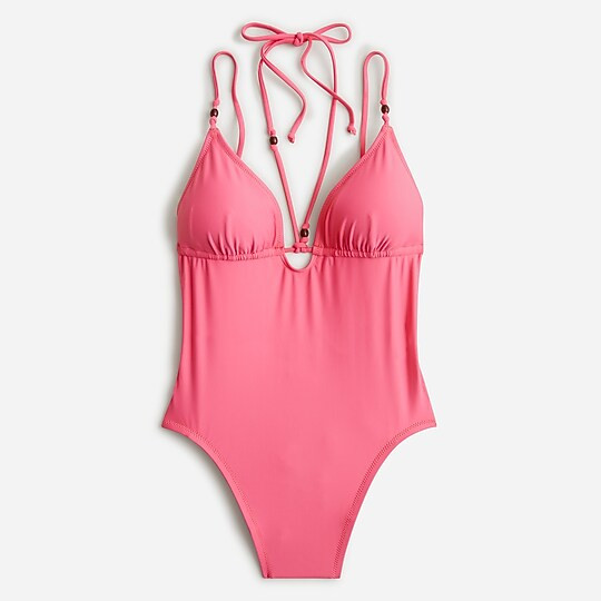 Strappy plunge one-piece with beads | J. Crew US