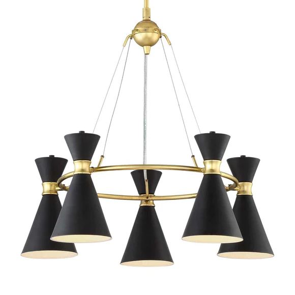 Five Lights / Honey Gold / Matte Black Conic Chandelier OPEN BOX | 2Modern (US)