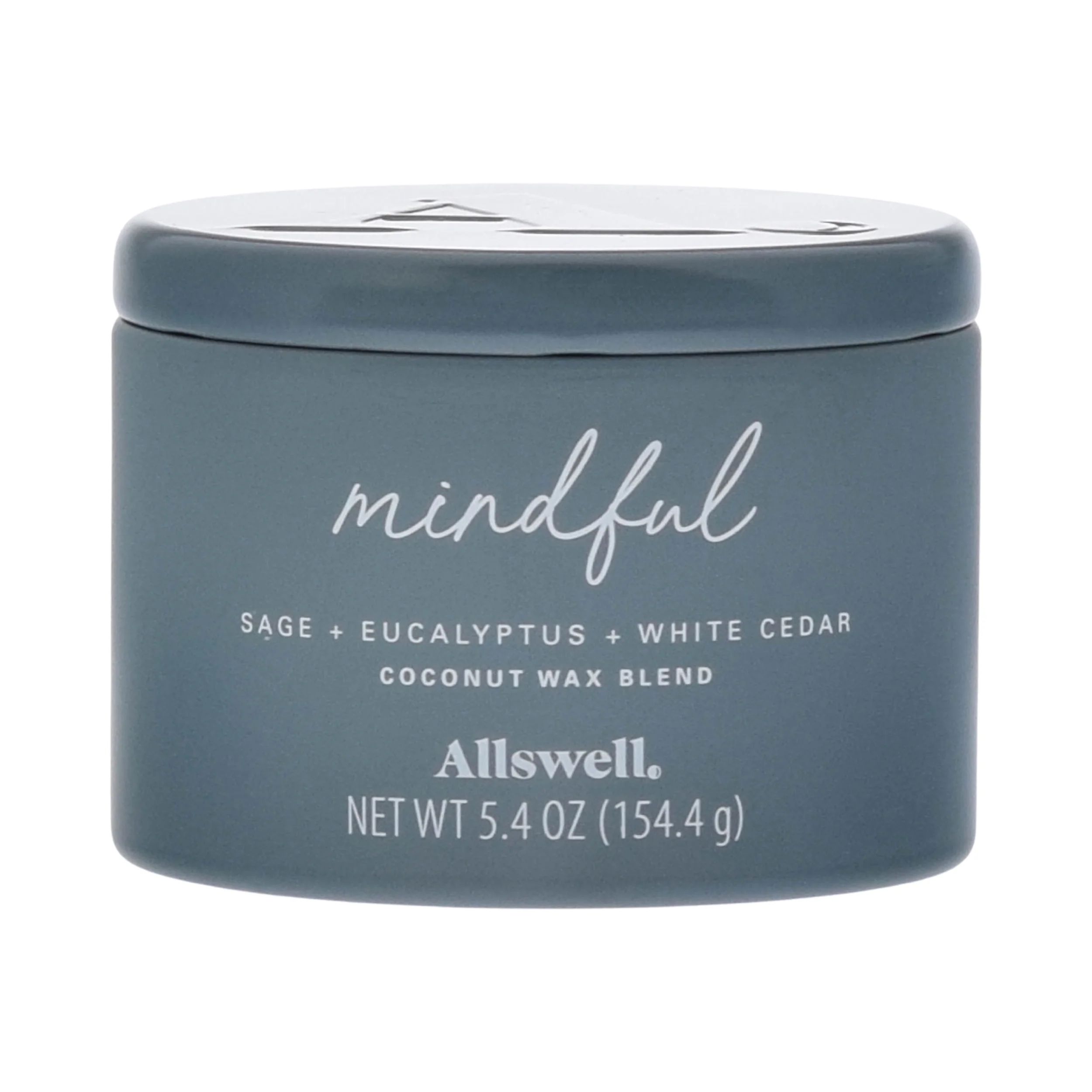 Allswell | Mindful - Blue (Cashmere + Cedarwood + Musk) 5.4oz Scented Tin Candle | Walmart (US)