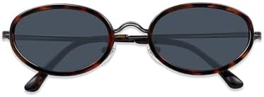 knliwkm Retro Oval Sunglasses for Women Men Small Cute 90S Chic Sunnies Y2K Trendy Gold Frame | Amazon (US)