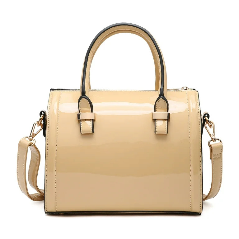 Shiny Patent Faux Leather Handbags Barrel Top Handle Purse Satchel Bag Shoulder Bag for Women - W... | Walmart (US)