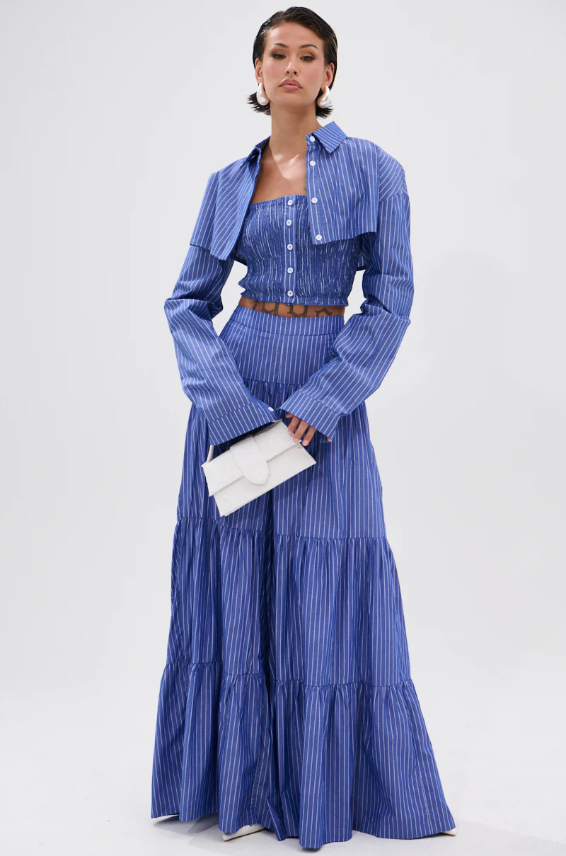 BUSINESS ONLY STRIPE PALAZZO PANT | AKIRA