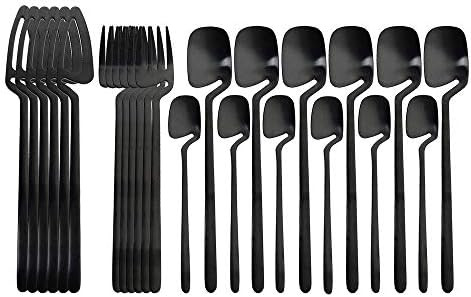 Uniturcky Flatware Set, 24-piece Silverware Cutlery Set with Serving Kitchen Utensil Set Service ... | Amazon (US)