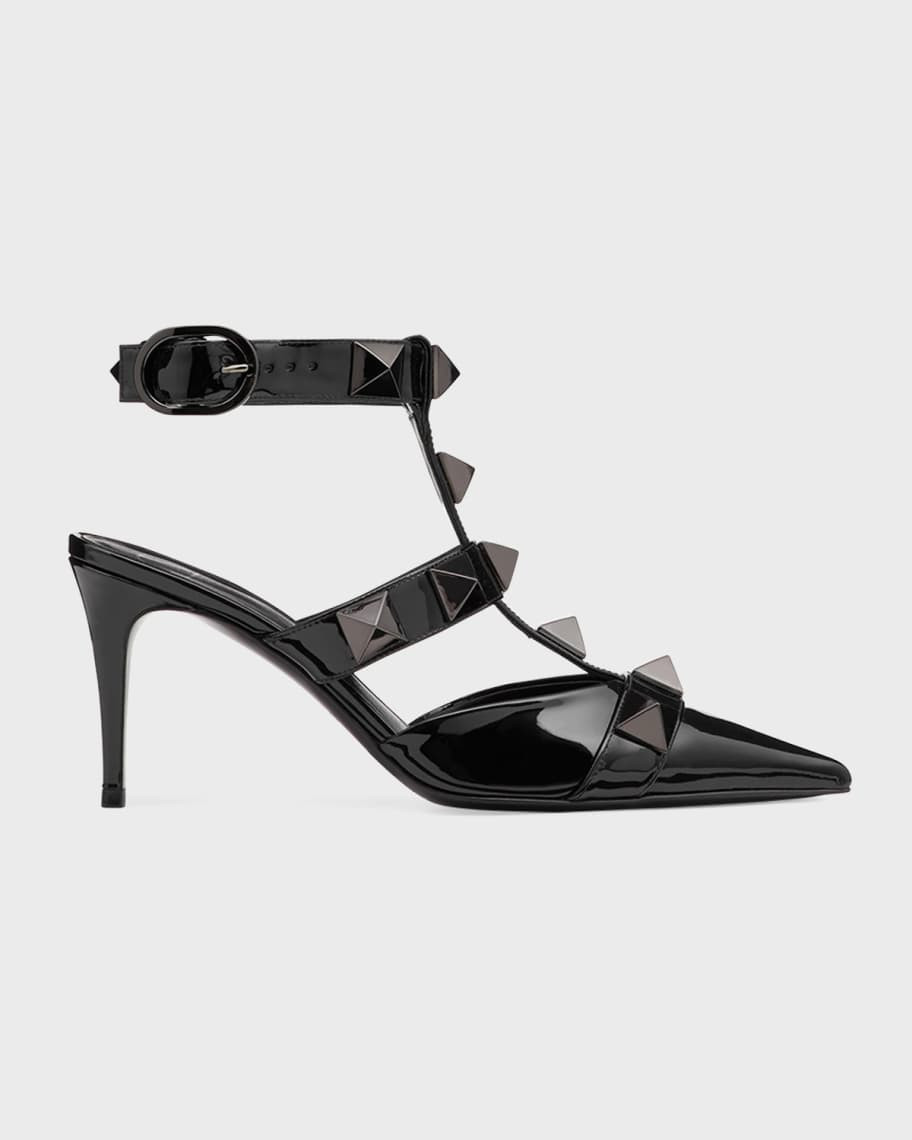 Valentino Garavani Roman Stud Patent T-Strap Pumps | Neiman Marcus