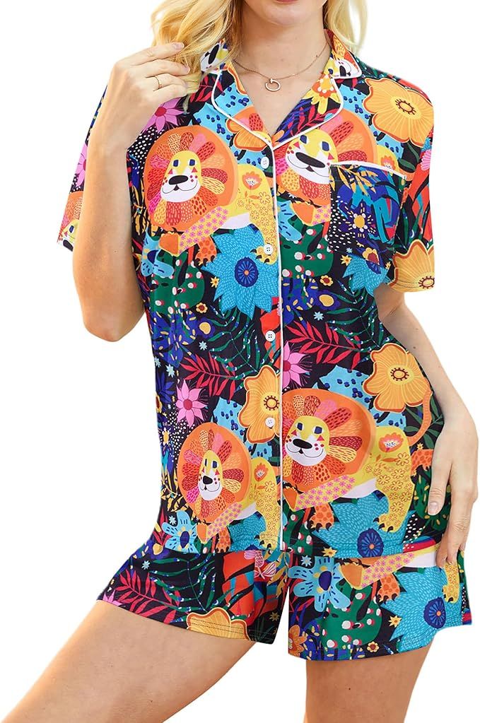 ALISISTER Pajamas for Women Set Novelty Floral Animal Pj Set Button Down 2 Piece with Pockets | Amazon (US)