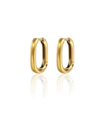 Hollywood Sensation 18K Gold Plated Rectangle Hoop Earrings â Sleek & Stylish - Gold | Macy's