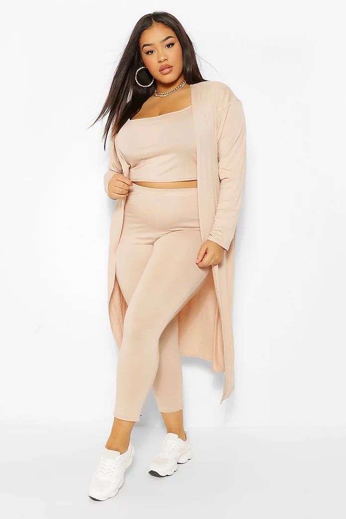 Plus 3 Piece Legging and Cardigan | Boohoo.com (US & CA)