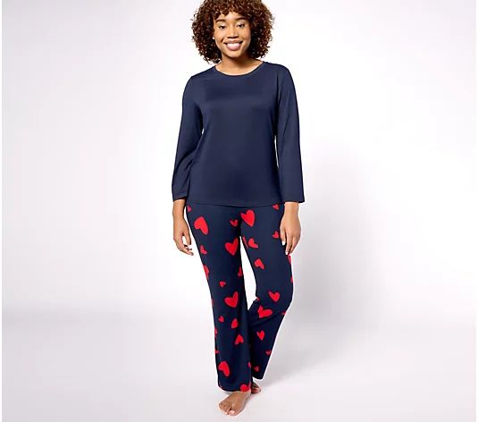 AnyBody Brushed Jersey Bell Sleeve Printed 2-Piece Pajama Set | QVC