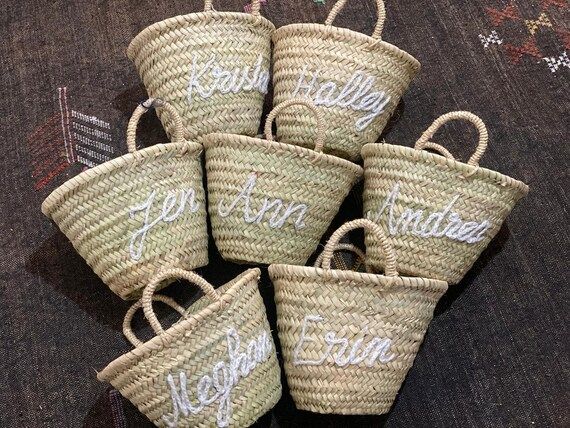 Wedding gift Personalized straw moroccan basket,bridal shower bags,customized straw bags,custom b... | Etsy (US)