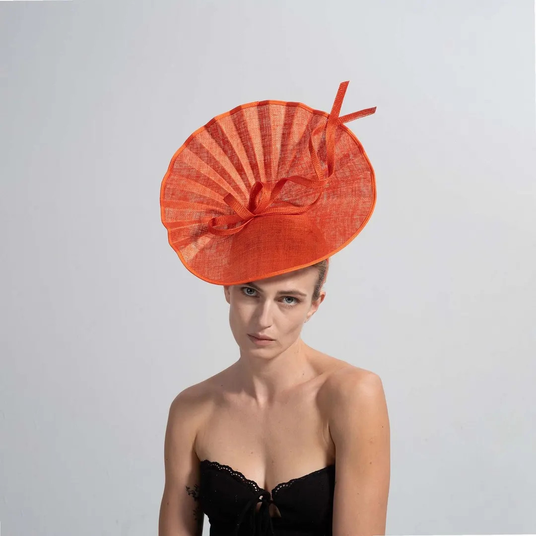 Coral Red Pleated Fan Fascinator Hatinator,wedding Hair Accessory for Races,tea & Garden Party - ... | Etsy (US)