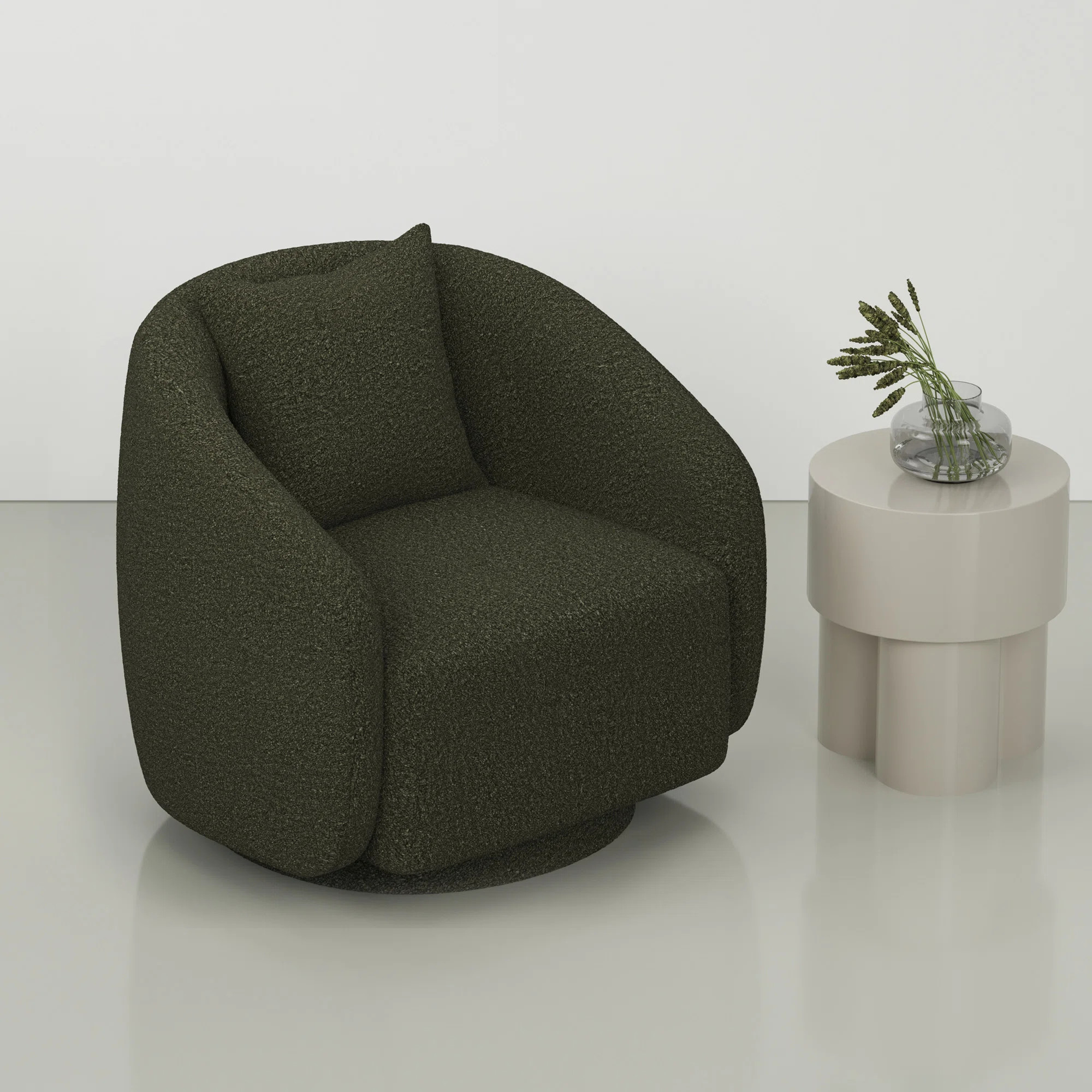 Bashar 28.5" W Upholstered Swivel Barrel Chair | Wayfair North America
