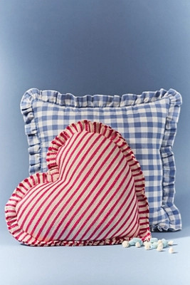 Luxe Linen Blend Stripe Heart Pillow | Anthropologie (US)