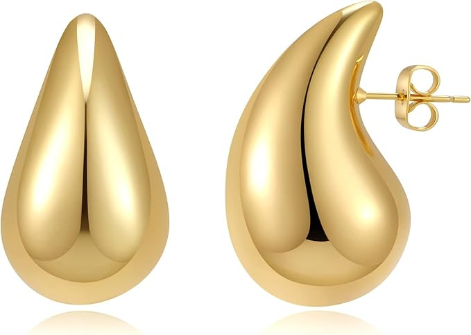 Fissen Bottega Earring Dupes, Teardrop Earrings for Women, Lightweight Gold Drop Earrings for Wom... | Amazon (US)