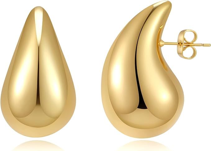 Fissen Bottega Earring Dupes, Teardrop Earrings for Women, Lightweight Gold Drop Earrings for Wom... | Amazon (US)