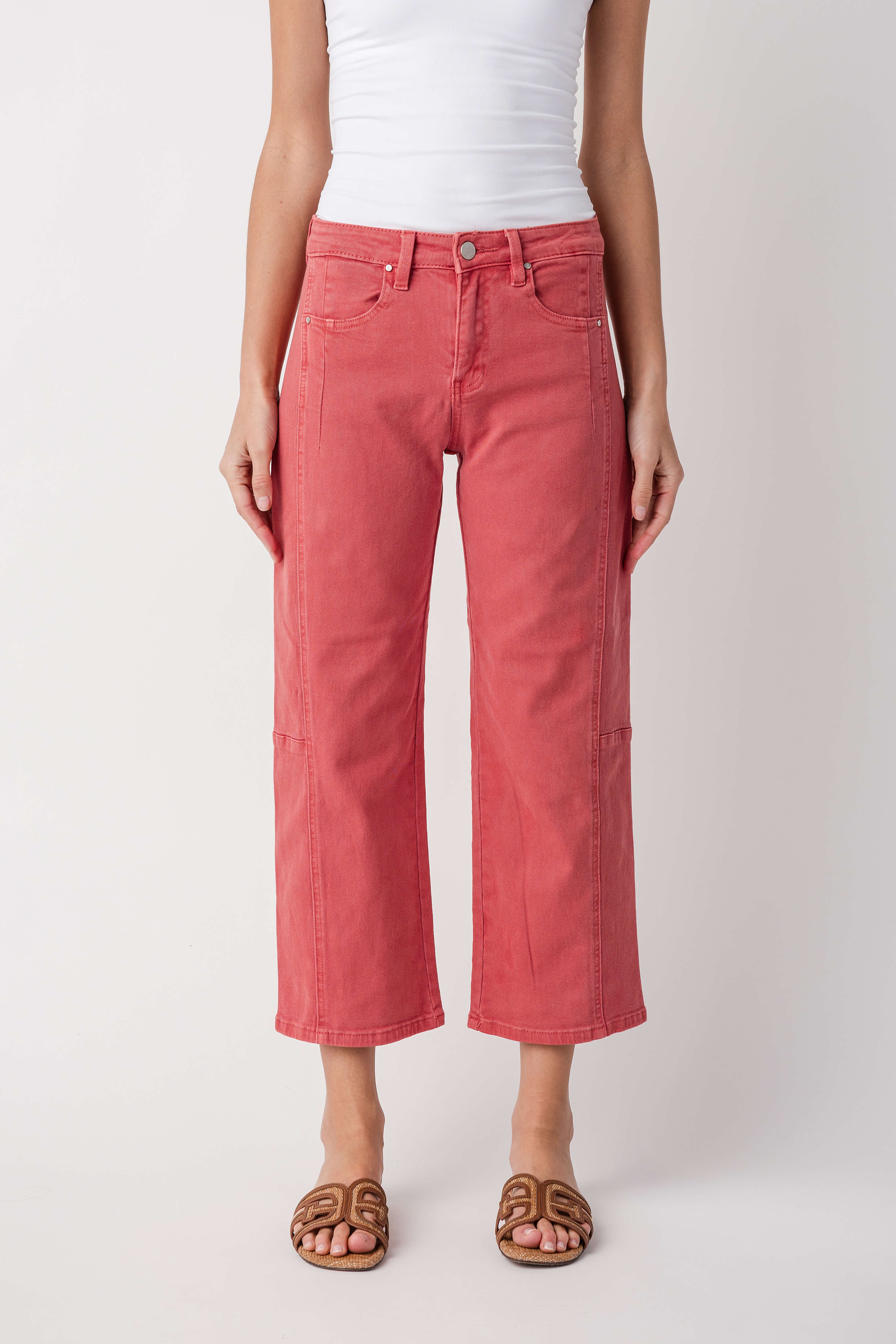 Risen Poppy High Rise Crop Baby Barrel Jeans | Social Threads