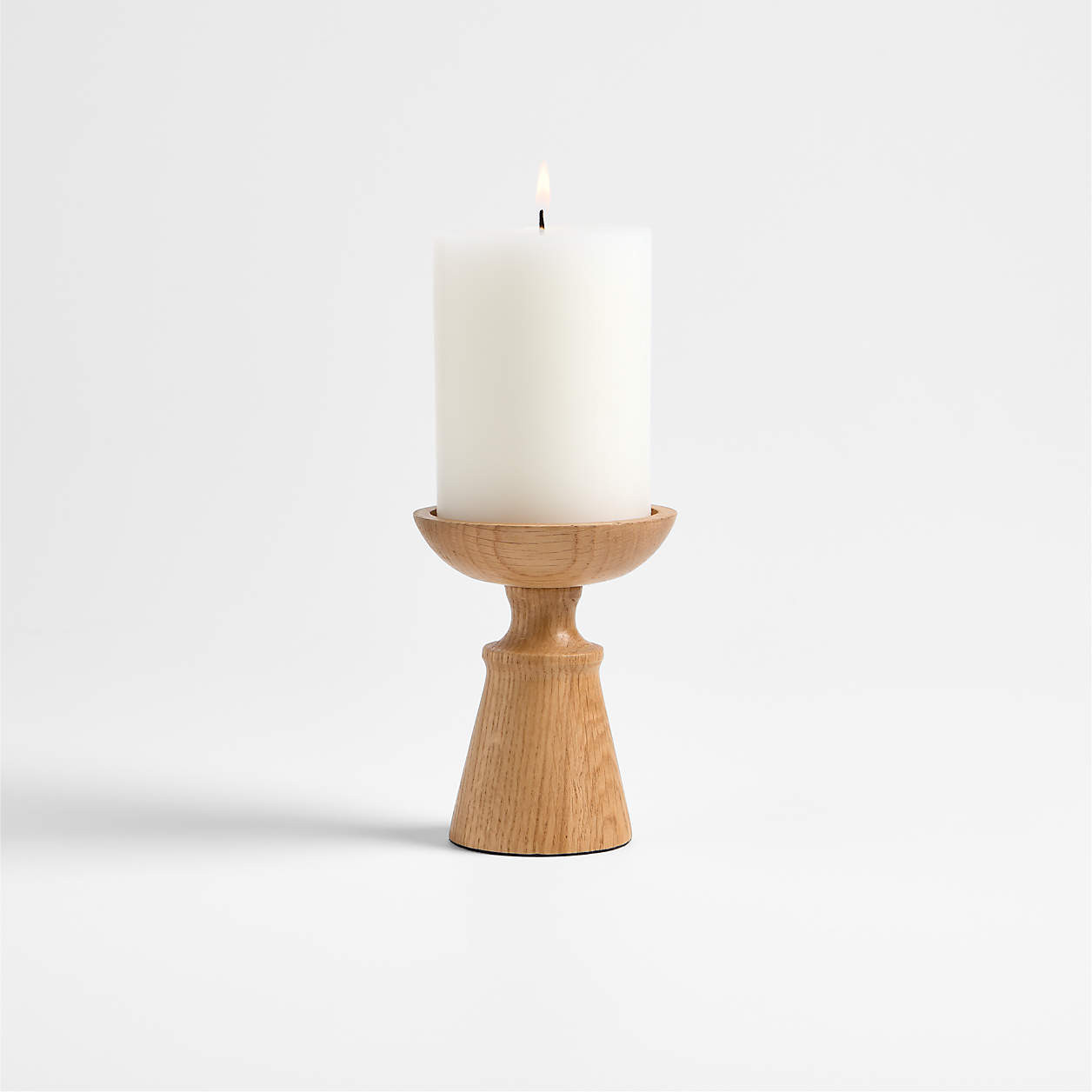 Izumo Small Oak Pillar Holder 4.4" + Reviews | Crate & Barrel | Crate & Barrel