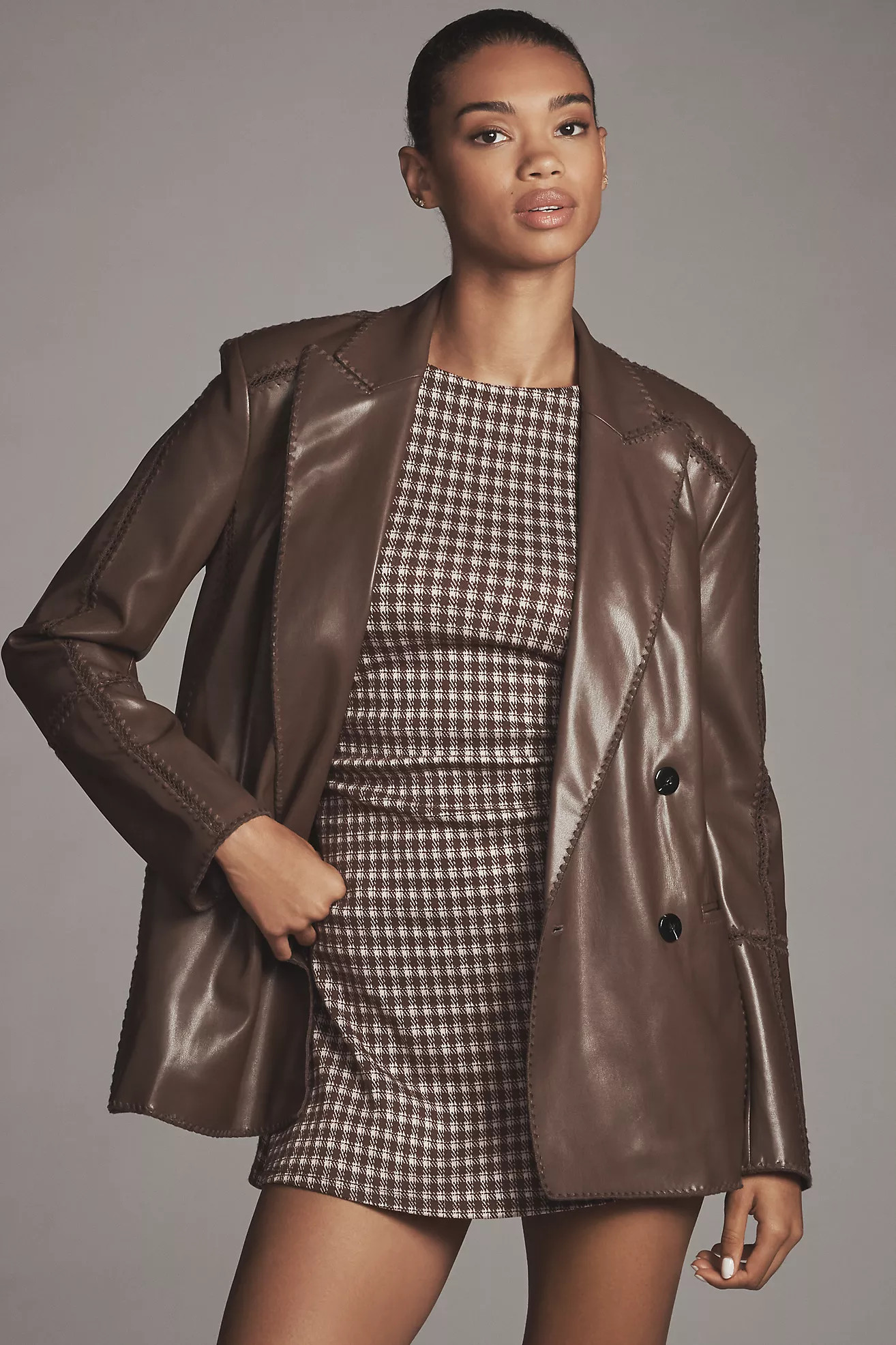 By Anthropologie Faux-Leather Crochet-Stitch Blazer | Anthropologie (US)