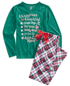 Max & Olivia 2-Pc. Christmas Checklist Pajama Set, Little Girls (4-6X) & Big Girls (7-16), Created for Macy's | Macys (US)